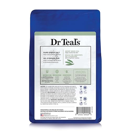 Miniatura 2 de Dr Teal's Remojo puro de sal de magnesio de Epsom, aceite de semilla de cáñamo de cannabis sativa, 3 libras