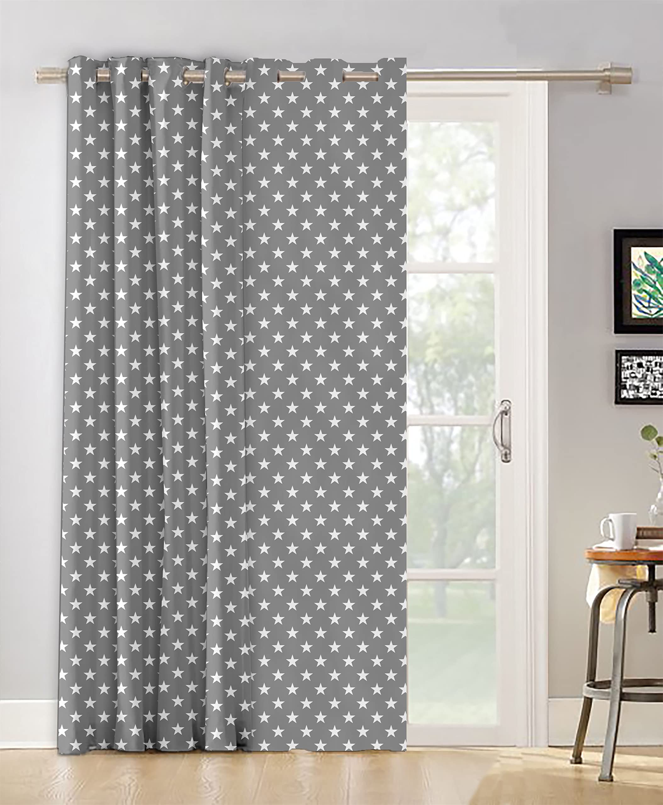 Oasis Home Collection Cotton Small Star Printed Eyelet Door Curtain with Tie Back (7 ft, Grey) (B0823Z6M6Y) Amazon Price History, Amazon Price Tracker