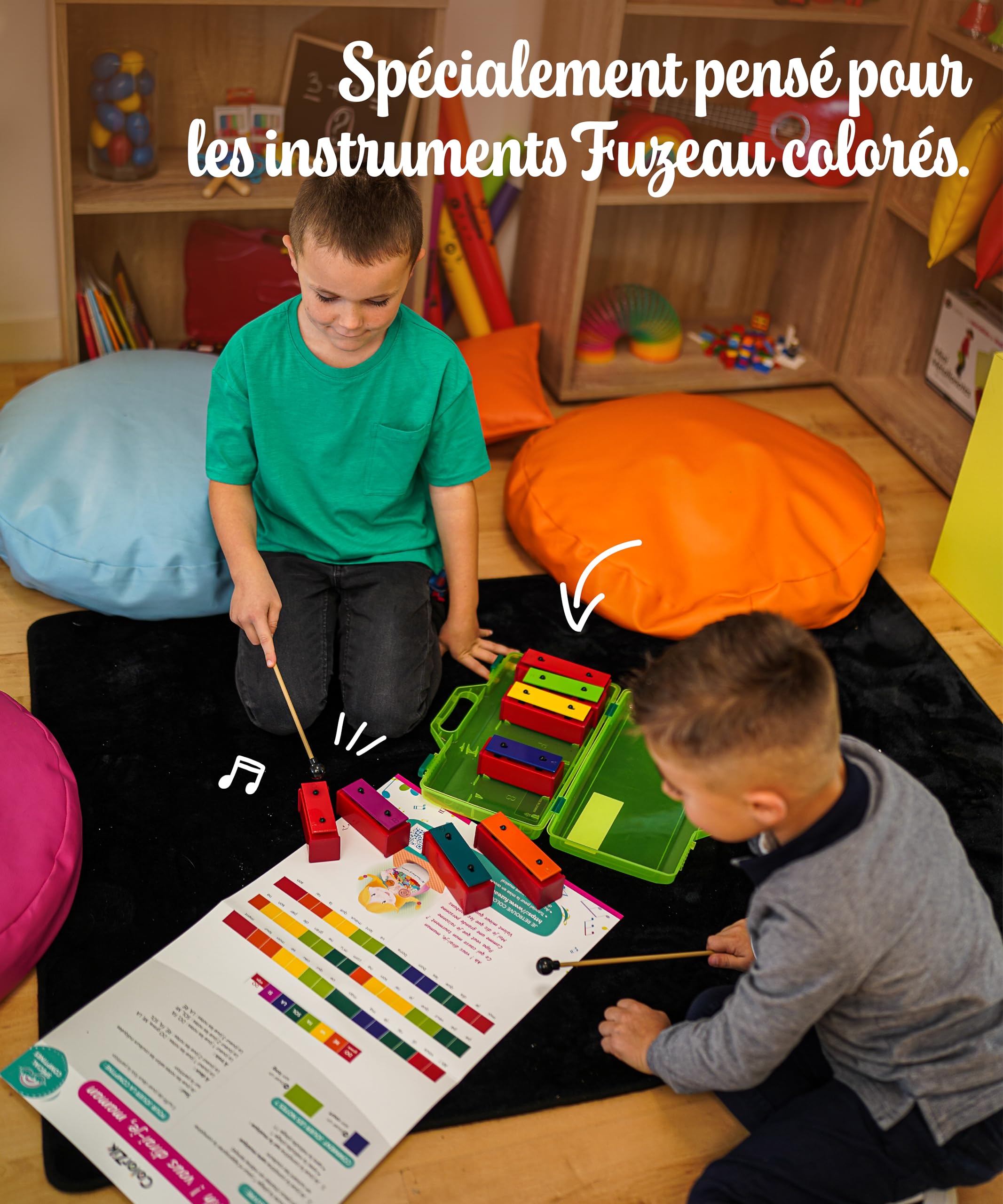 Fuzeau Livret Musical Pédagogique CD Audio Colorzik Comptines 10 Partitions Codées en Couleurs Paroles Incluses dès 3 Ans Méthode Intuitive