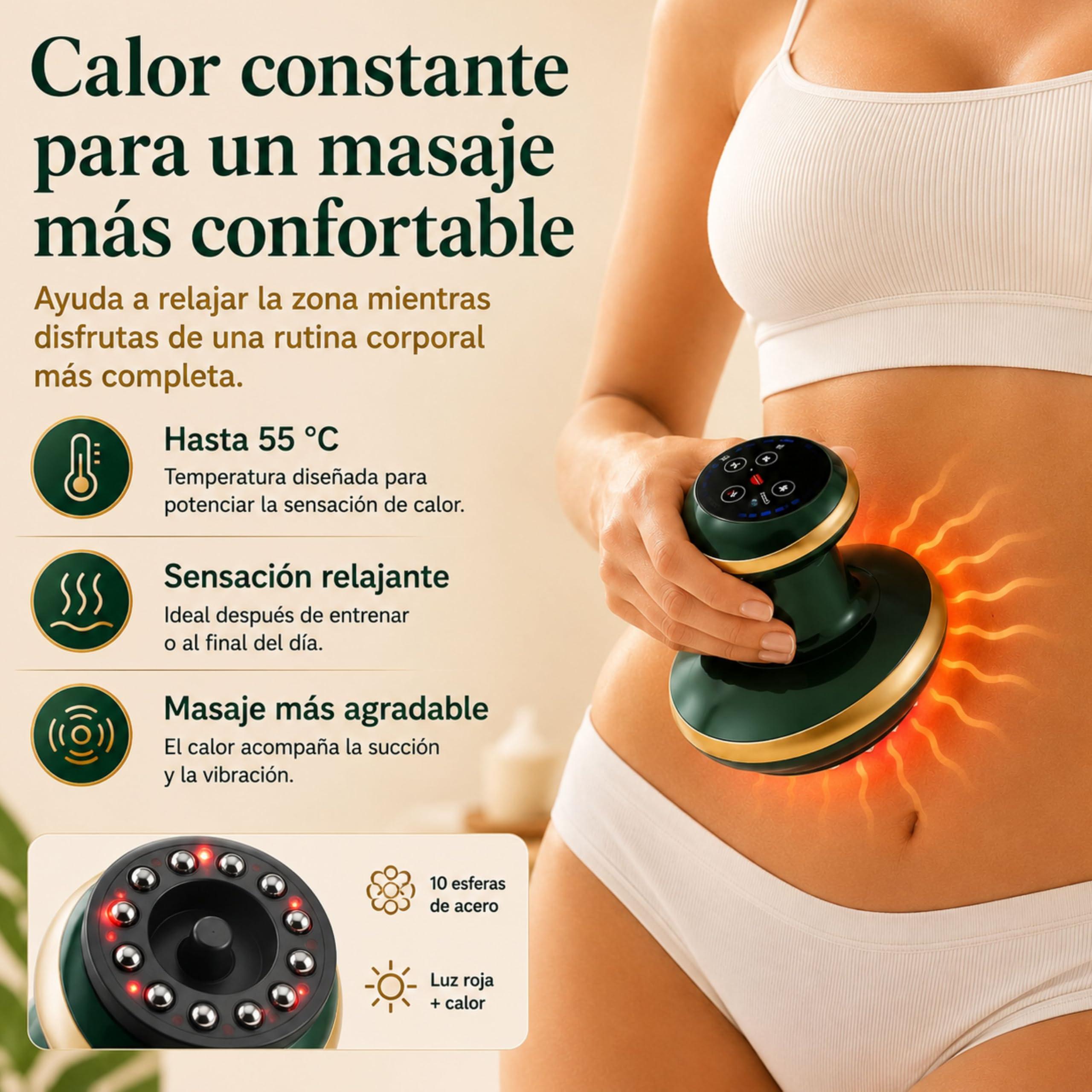 Masajeador Anticelulitico Reductor Potente con Ventosa - Reducción de Celulitis en Piernas Gluteos y Barriga a través de Succión - Maquina profesional Vacuvia - 6 Niveles de Succión