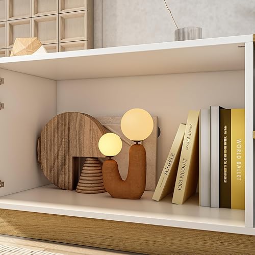 Miniatura 5 de ECACAD Soporte de TV moderno de 94 pulgadas para televisores de hasta 80 pulgadas, consola multimedia de dos tonos con puertas biseladas, gestión de