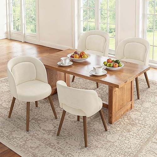 LUE BONA Juego de 4 sillas de comedor, modernas sillas de cocina con patas de madera maciza, sillas de comedor tapizadas con almohada lumbar y