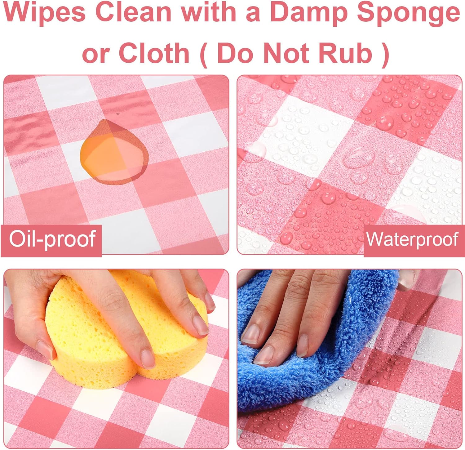 3 Packs Plaid Vinyl Picnic Table and Bench Cover for 72 x 30 Inch