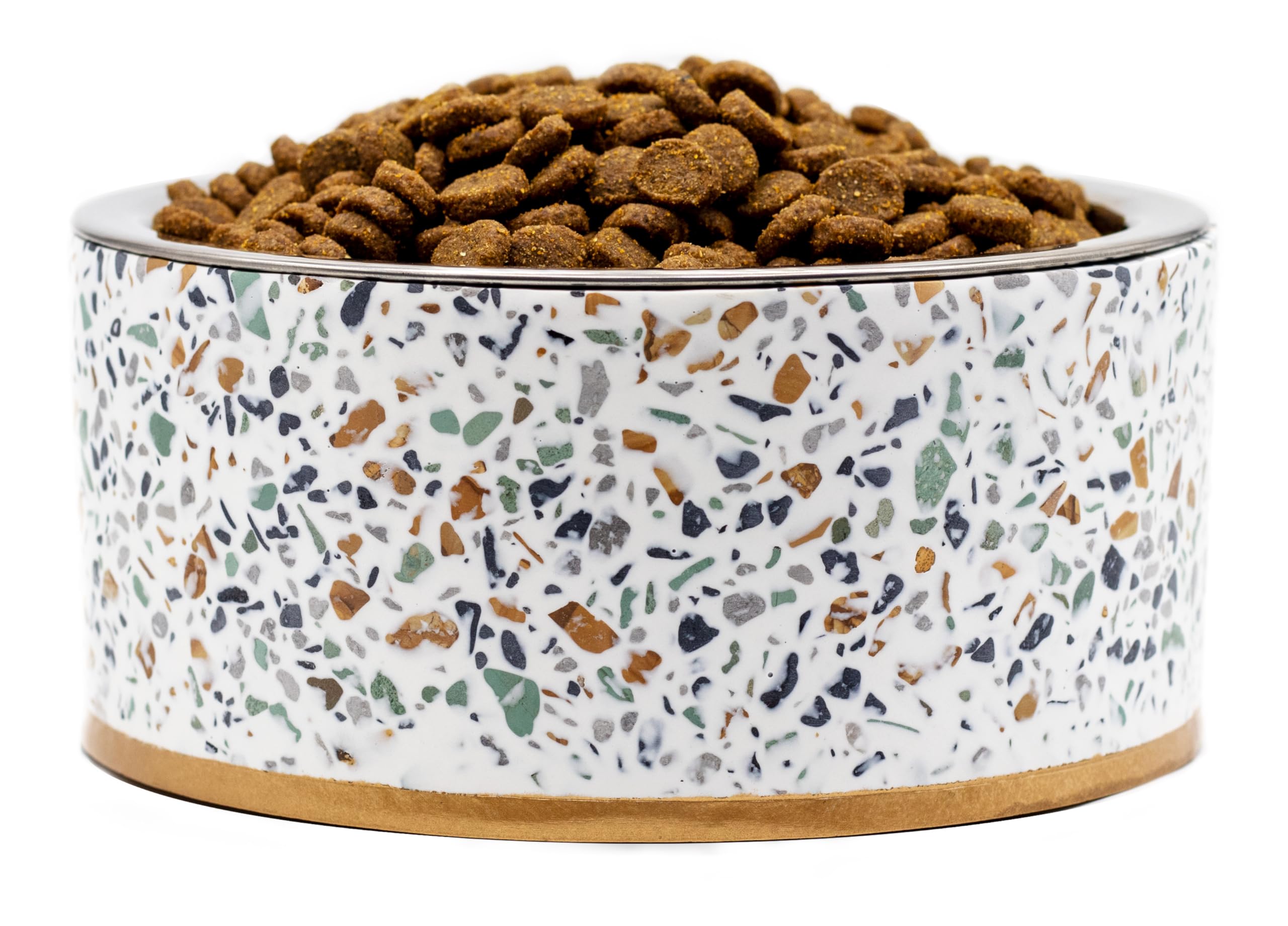 Pet Junkie Terrazzo Single Elevated Pet Bowl Stand with Removable Stainless Steel 16oz Inner Bowl for Small Dog Breed or Cat - Raised Dog Food or