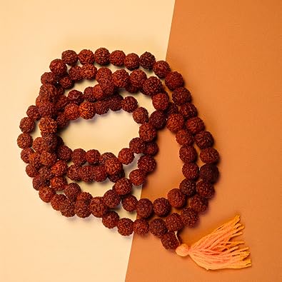 Rudraksh Japa Mala Certified with Japa Bag Gomukhi | Genuine Natural Original Rudraksha Prayer Beads Ornament Rosary Garland Rudraksha Mala 5 Sided Panchmukhi Necklace