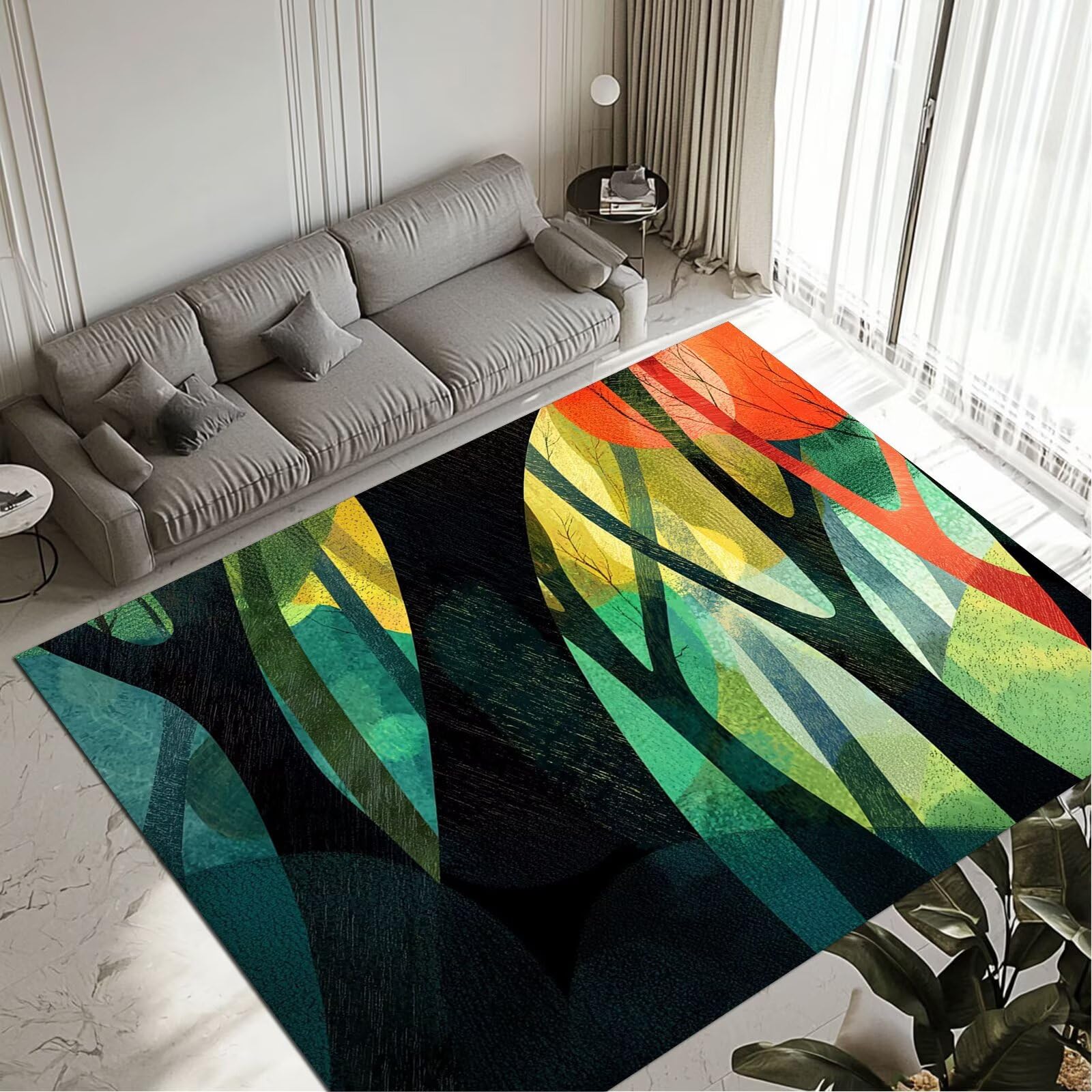 Tapis modern lavable 60x90cm imperméable et antidérapant de salon