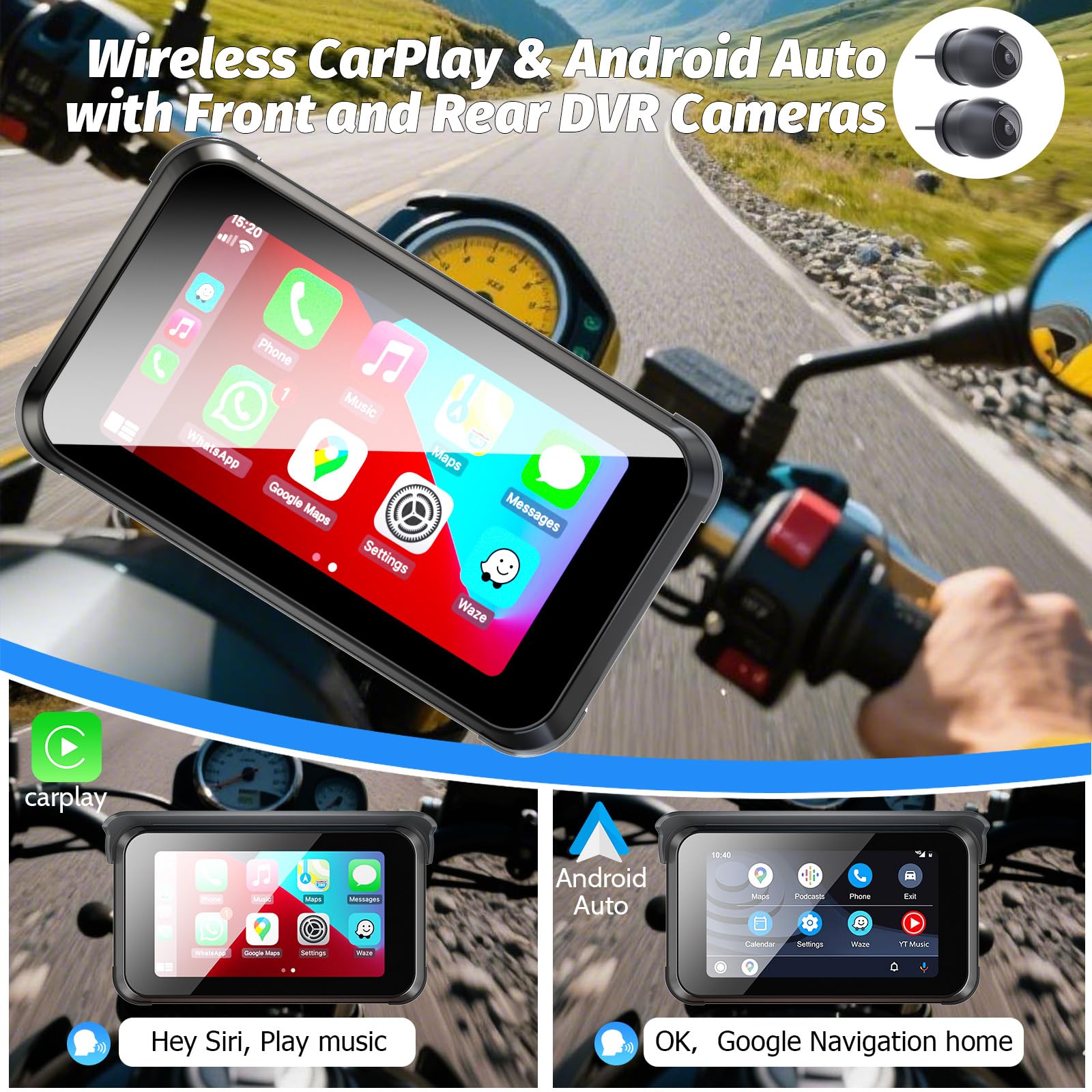 Portable Motorcycle Carplay Screen DVR Review - Dettaglio