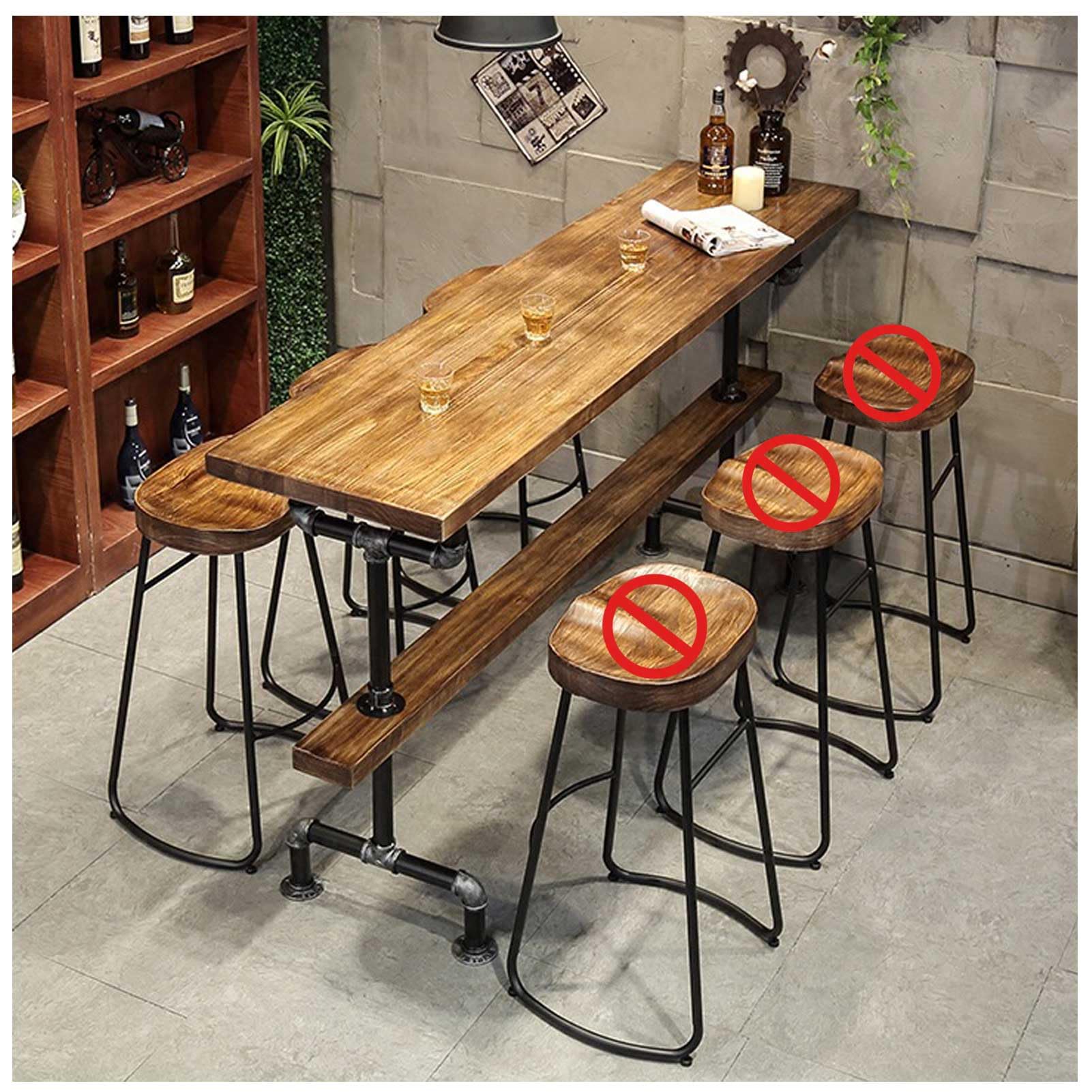 Tavolo da Bar Stretto, Tavolo da Pub Industriale, Tavolo Alto con Struttura in Metallo, Tavoli Alti da Bar per Ristoranti, Caffetterie, Spazi Ridotti (Sgabello Non Incluso),220x50x105cm