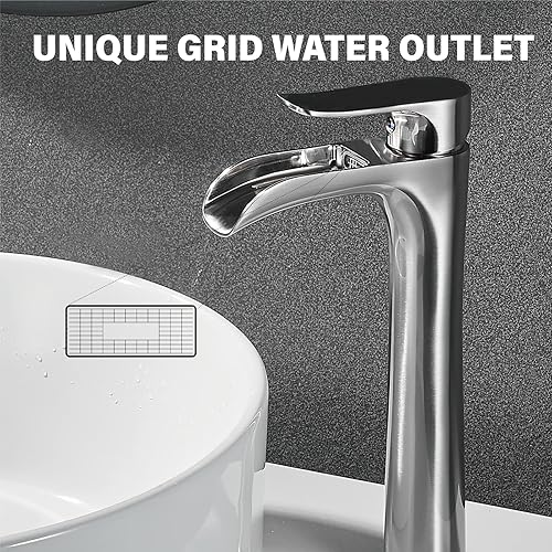 Miniatura 10 de YUNDOOM - Grifo de lavabo de baño, grifo de baño dorado cepillado, grifo de lavabo de baño de un solo agujero, grifo de baño alto de un solo mango,