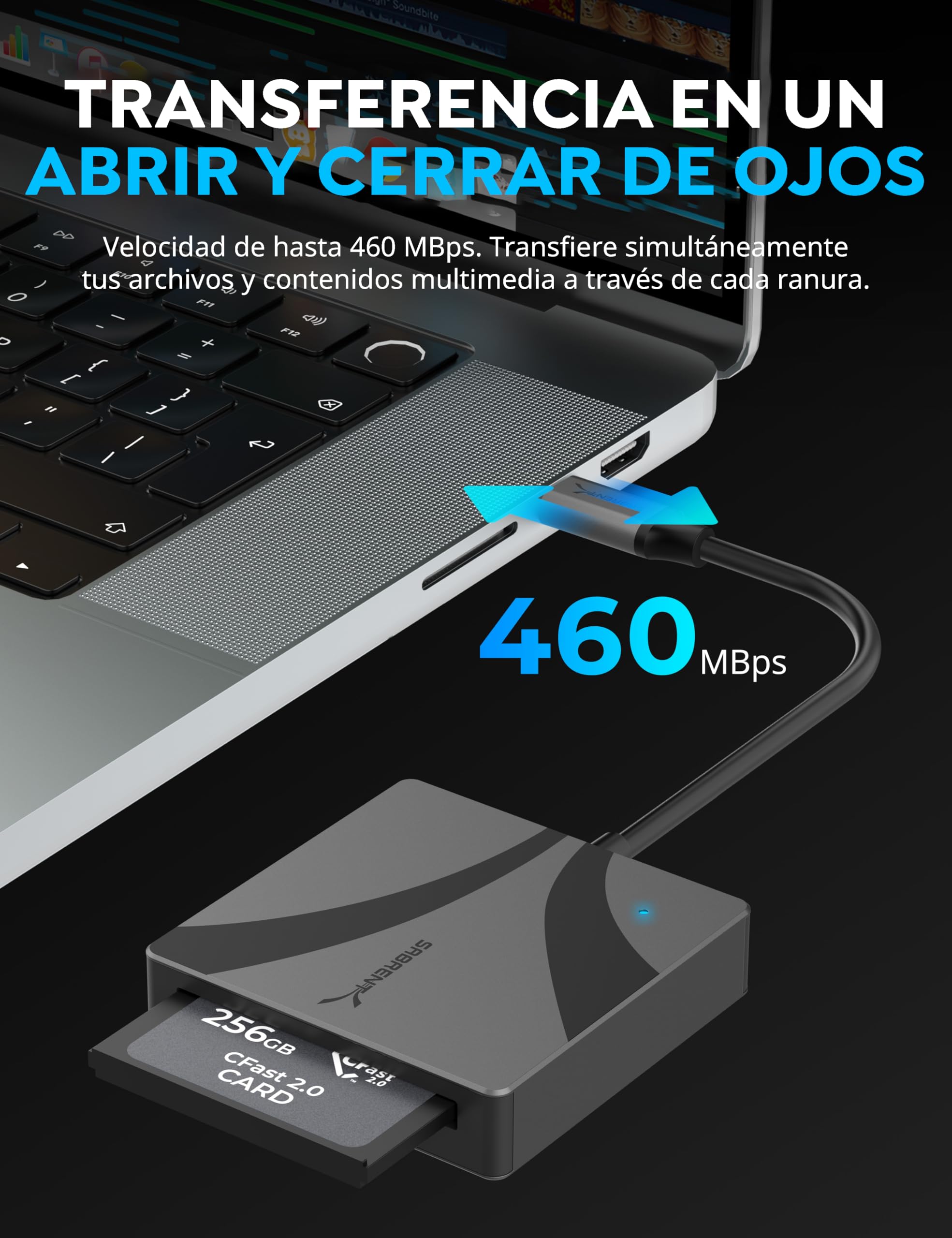 SABRENT USB Tipo C CFast 2.0 Lector de Tarjetas [CR-CF20]