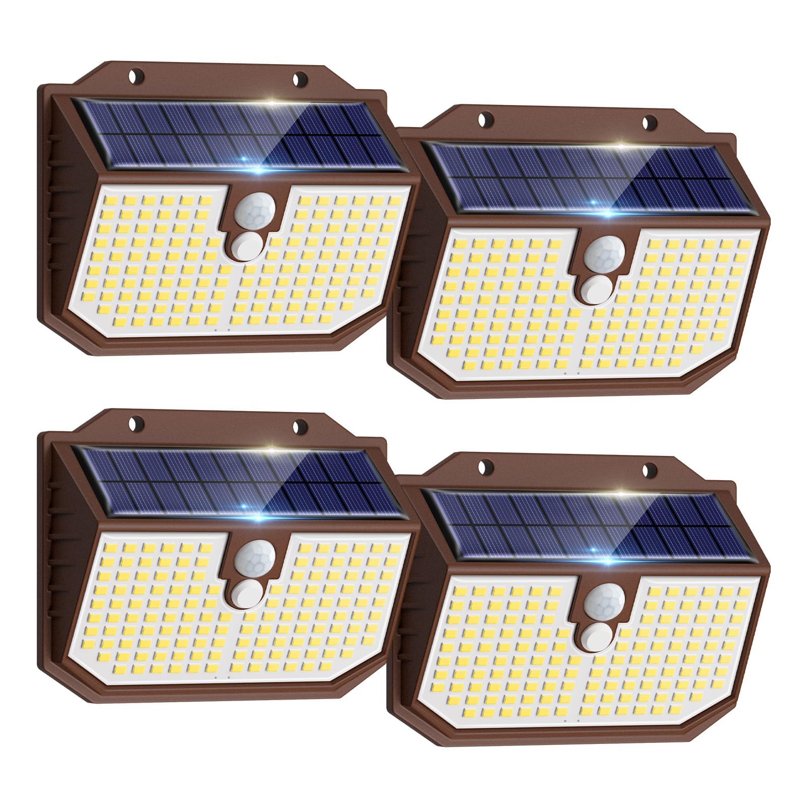 4 Pack Solar Security Lights,Upgraded 5000K Neutral Outdoor Solar Light, Solar Lights Outdoor Garden With 3 Modes motion sensor ,IP65 Waterproof Solar Wall Light for Fence Front Door Yard Garage — image 1