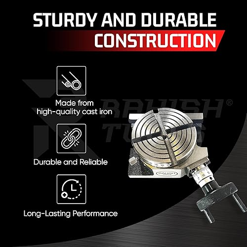 Miniatura 34 de Mesa giratoria para fresadoras 4 pulgadas (3.937 in) 4 ranuras horizontales y verticales con 4 mandíbulas de 2.756 in con mandíbula independiente