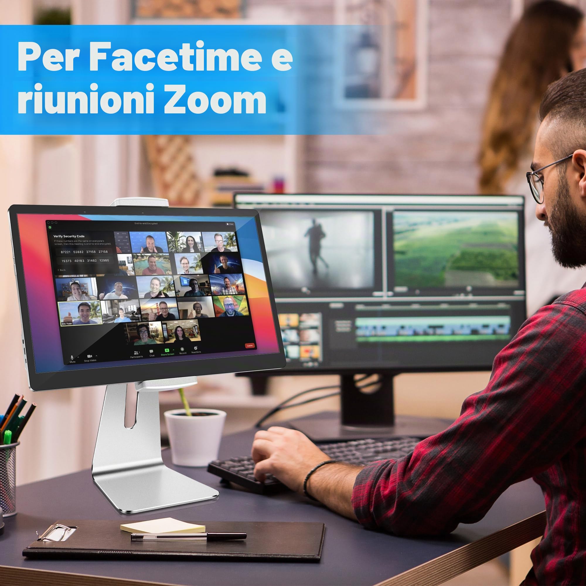AboveTEK, Supporto Girevole in Alluminio per iPad Pro/Air/Mini - Supporto Doppio Braccio 6"-13" per Tablet POS Kiosk iOS/Android, per Negozio/Ufficio/Cucina