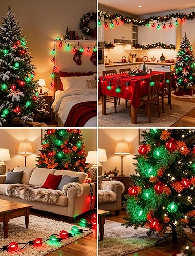 Miniatura 7 de Luces LED transparentes de 50 pies para exteriores, luces LED G40 con 25 bombillas coloridas (2 de repuesto), luces colgantes exteriores para árbol