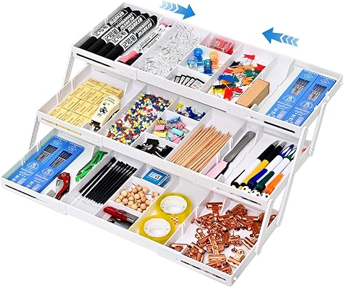 Organizador de cajones de 3 niveles, organizador de cajones de basura expandible, organizador de cajones inteligente de varios niveles para