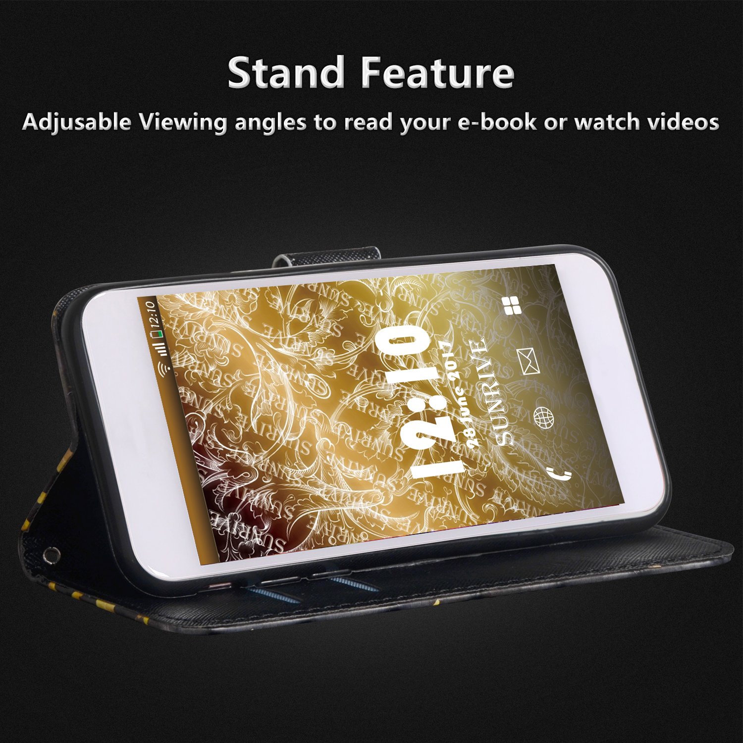 Copertura Portafoglio Con Fiore Per Huawei Nova Lite Plus – Custodia In Pelle Artificiale Con Supporto, Slot Carte E Chiusura Magnetica (Fiore Nero) - copertina