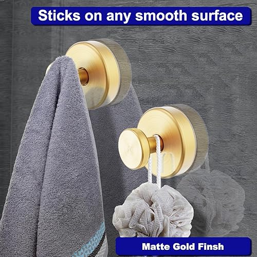 Miniatura 7 de Ganchos para colgar toallas, batas de baño o esponjas, ideales para duchas, ventanas, puertas de vidrio, paquete de 2 unidades, color dorado