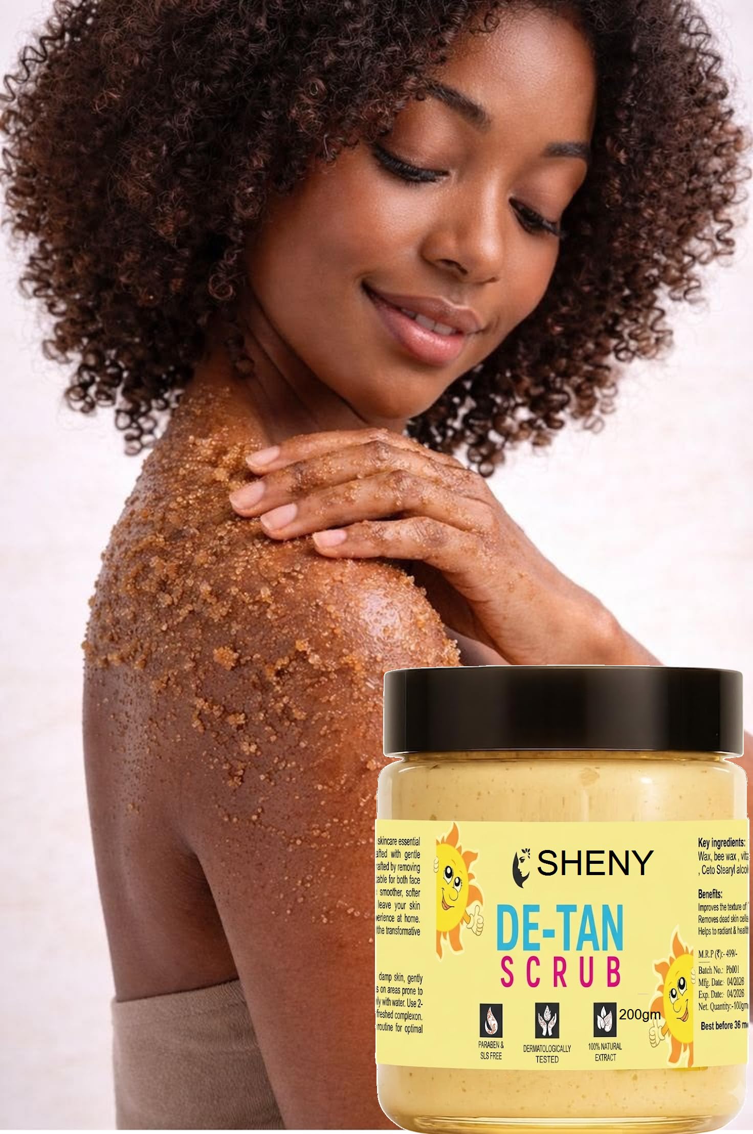 SHENY De-Tan Scrub, 200 gProfessional Style Face and Body Scrub Formulated to Target Tan and Impurities for a Clearer, Fresher Skin Look-picture-30