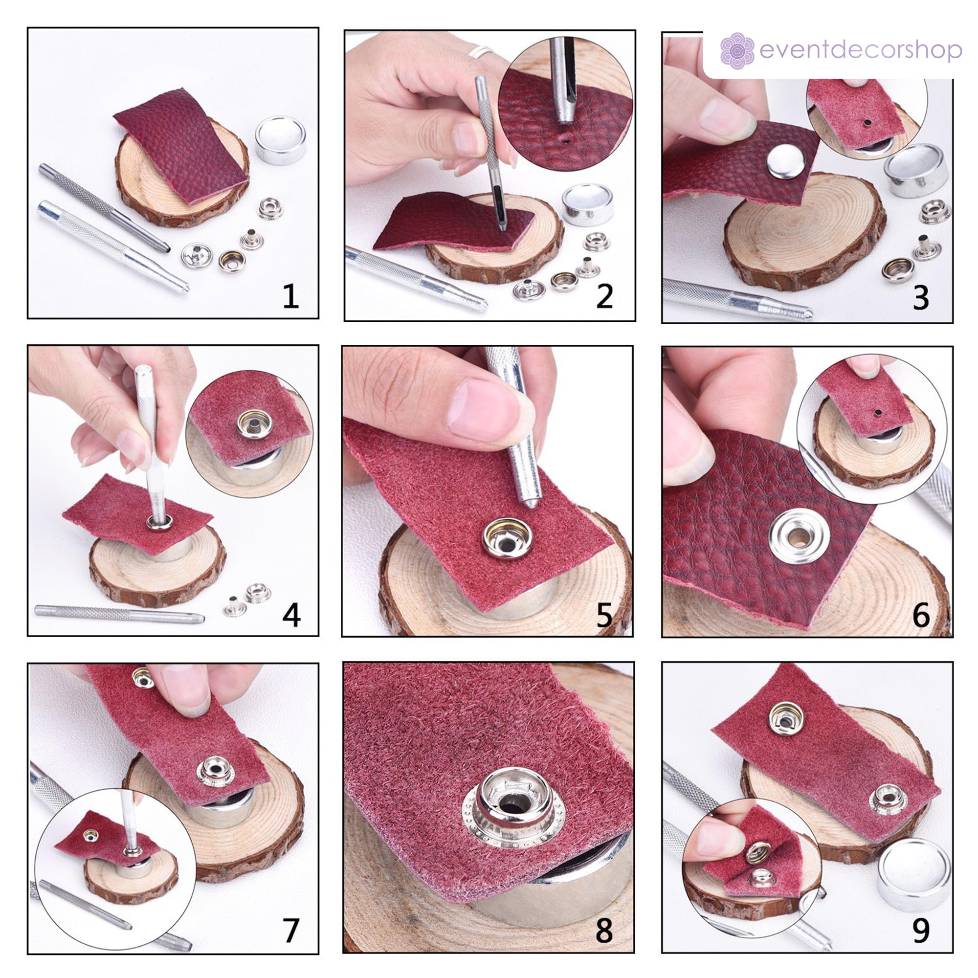 Event Decor Shop Botones de presión de metal de 12 mm, 4 piezas, broches a presión duraderos a prueba de óxido para artesanía en cuero, reparación de ropa, bolsos, correas y proyectos de bricolaje