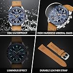 BENYAR Mens Watches Quartz Movement Chronograph Leather Strap Fashion Business Sport Design 30M Waterproof Scratch Resistant Elegant Gifts for Men