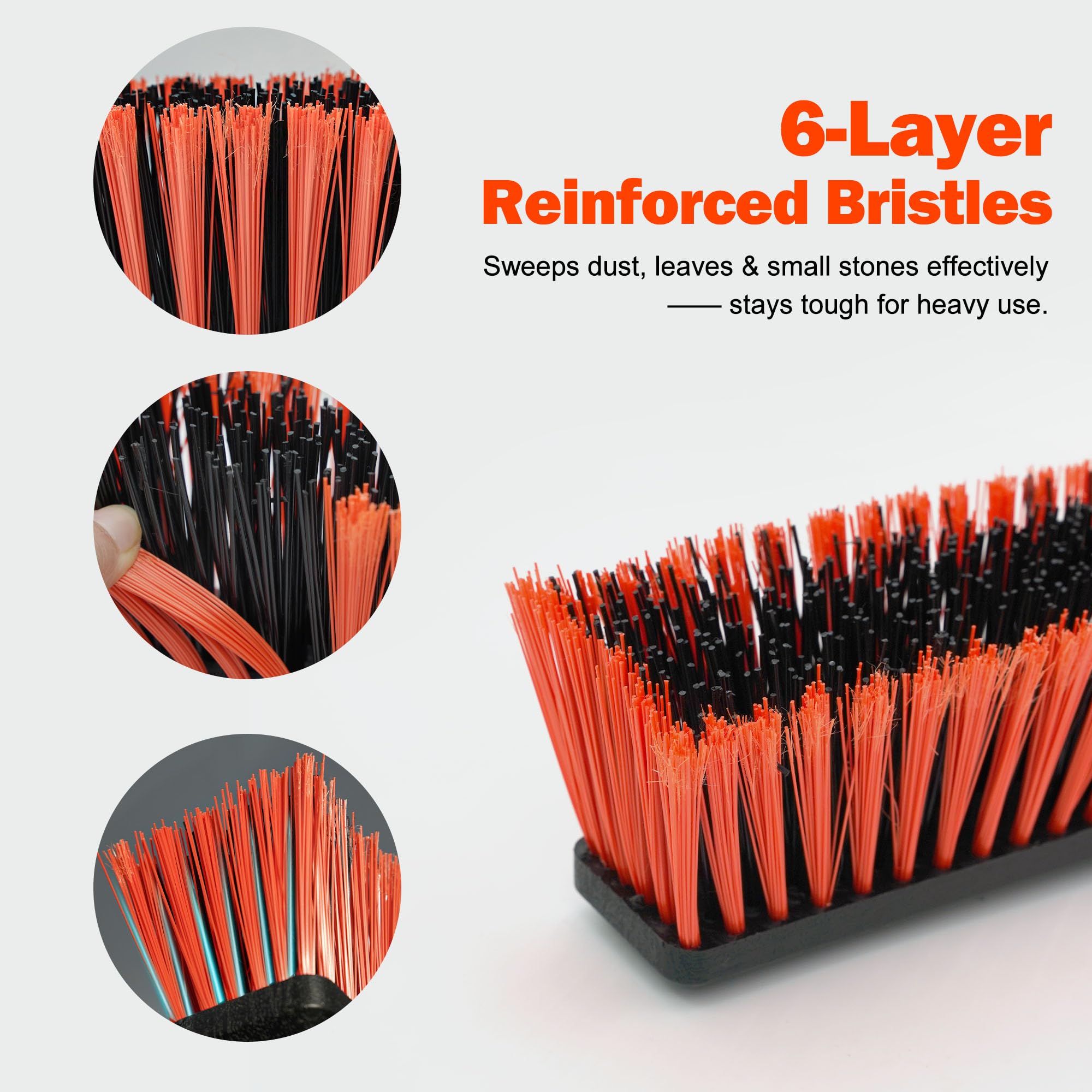 JEHONN 60 cm Balai Brosse Exterieur Manche Long 160 cm Brosse Industrielle Poils Durs Garage Entrepôt Atelier Jardin Terrasse (Rouge)