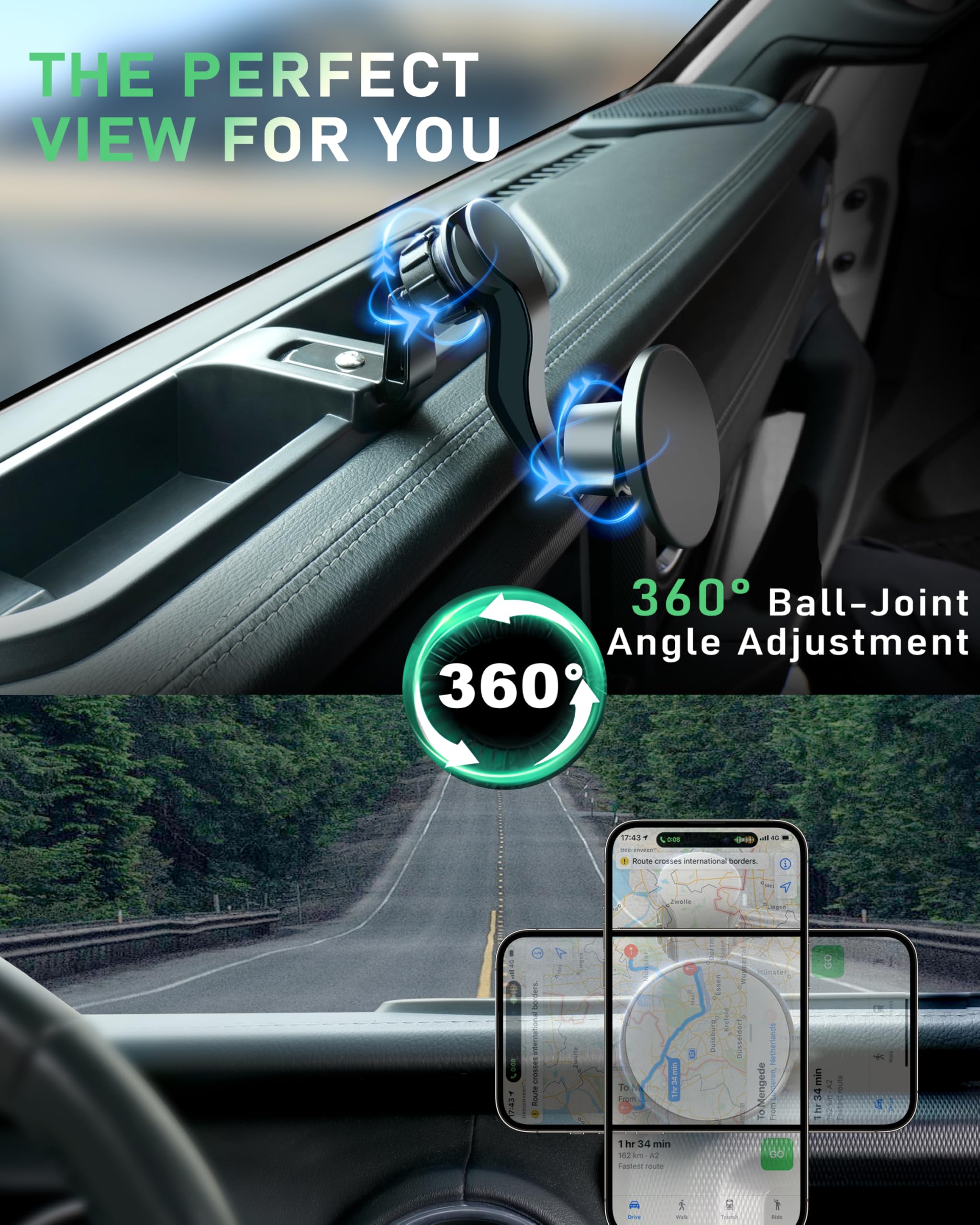 Supporto magnetico per telefono Jeep per Wrangler JL JLU e Gladiator JT 2018-2023 - Supporto per telefono da cruscotto con Magsafe per Jeep Wrangler e Gladiator 2/4 porte accessori (non per