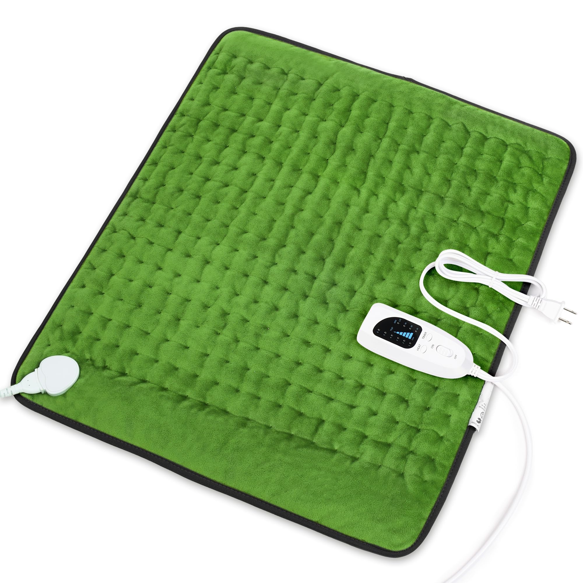 Deepsoon Heating Pad,Electric Heating Pads for Back,Neck,Moist Heating Pad for Abdomen Shoulder Knee Legs,Dry/Moist Heat&amp;Auto Shut Off,Fathers Day Dad Gifts for Men Birthday,Green Black,24x20 Inch