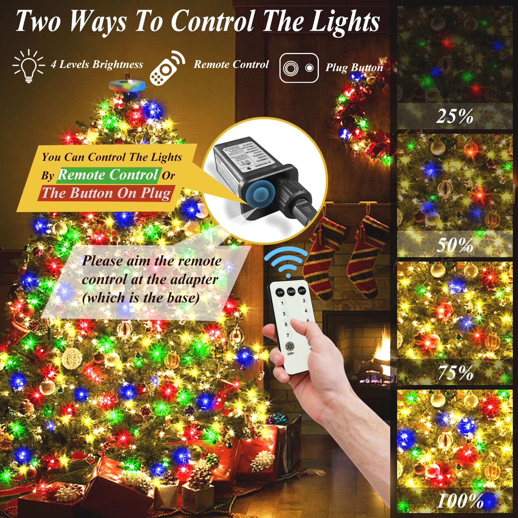 aneeway 400 LED Christmas Tree Lights, Christmas Lights with 8 Light