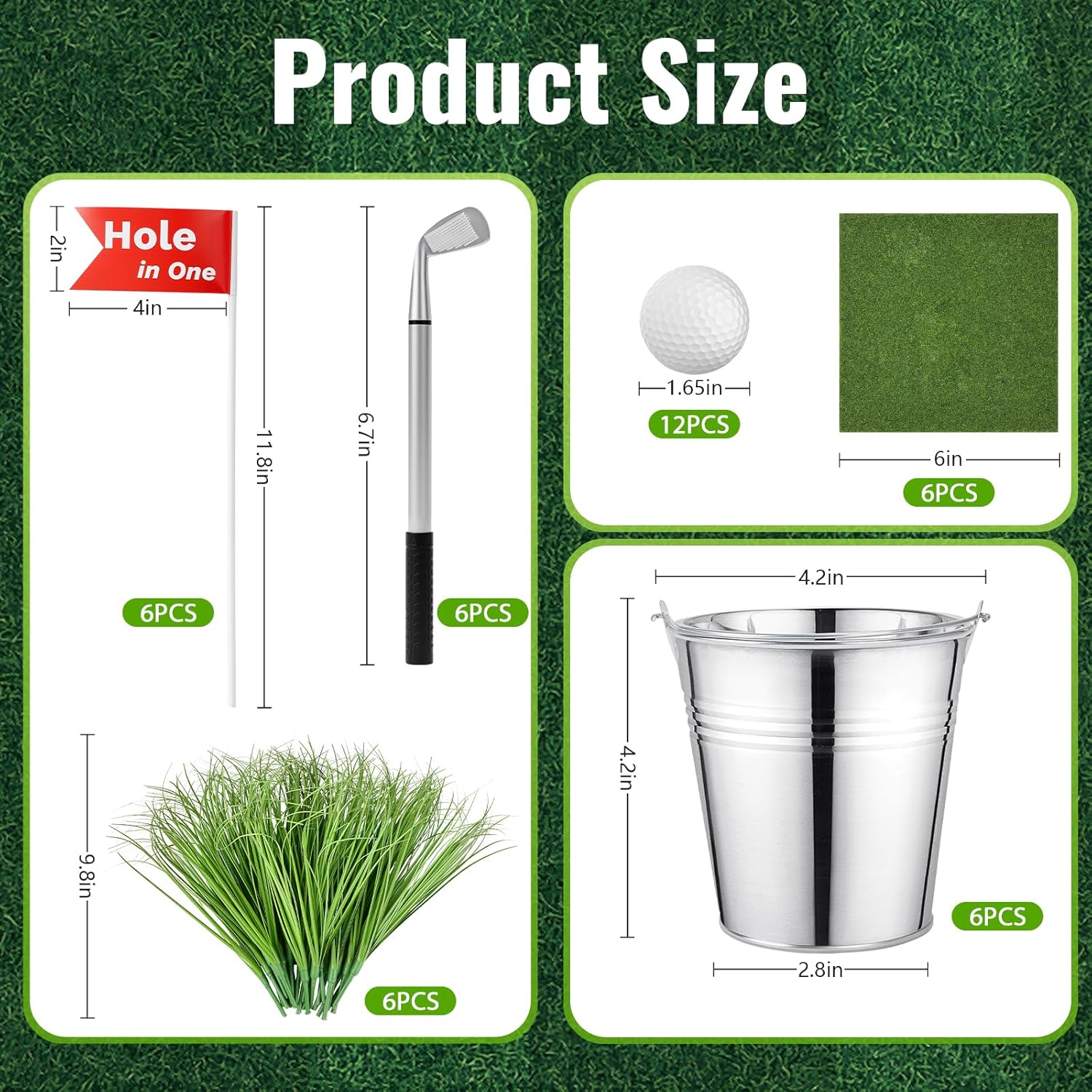 Golf Party Table Decorations Kit, 6 Set Reusable Golf Centerpieces for Table with Iron Buckets, Mini Balls Clubs Flags & Artificial Grass, Golf Theme Decorations for Birthday Sport Party Supplies