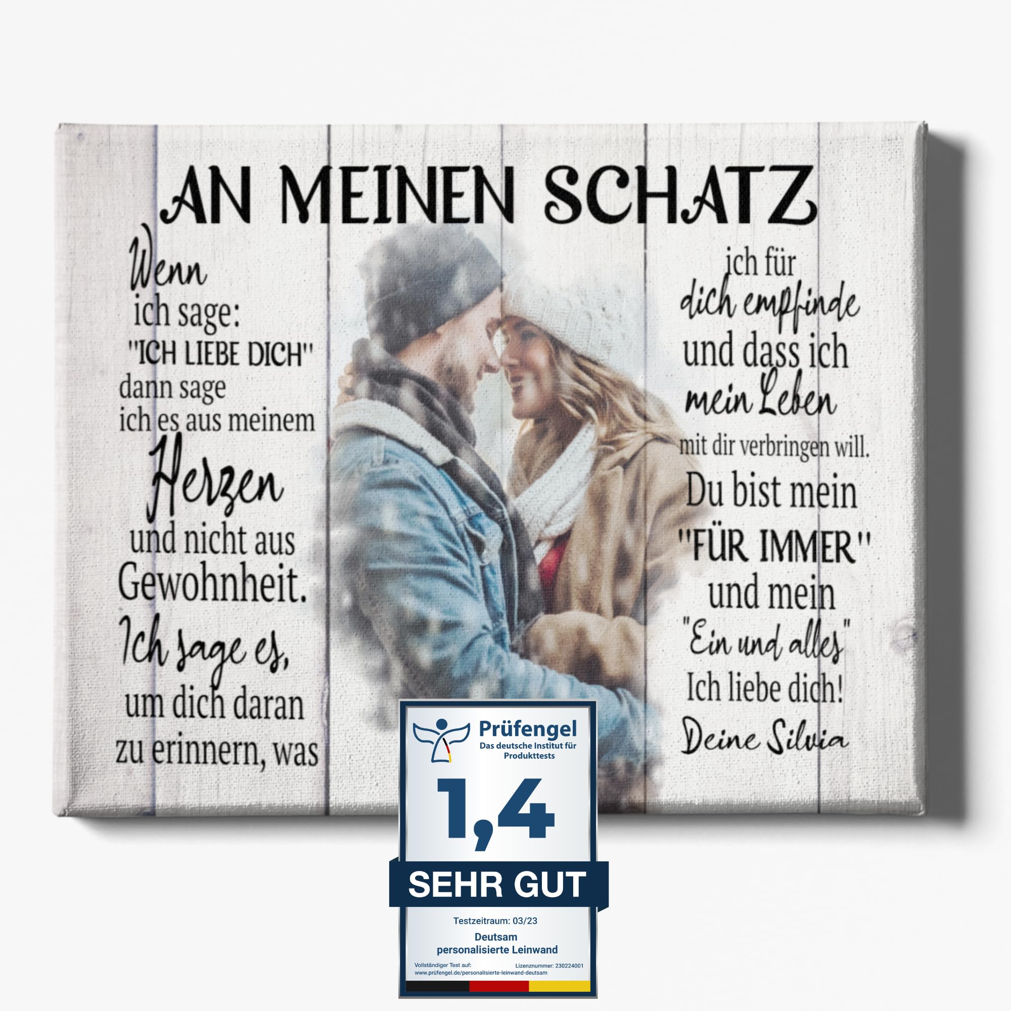 Deutsam Personalisierte Leinwand Für meinen Schatz Geschenk zum Valentinstag an Ihn oder Sie mit eigenem Foto Geschenk Valentinstag für Mann oder Frau Jahrestag Hochzeitstag