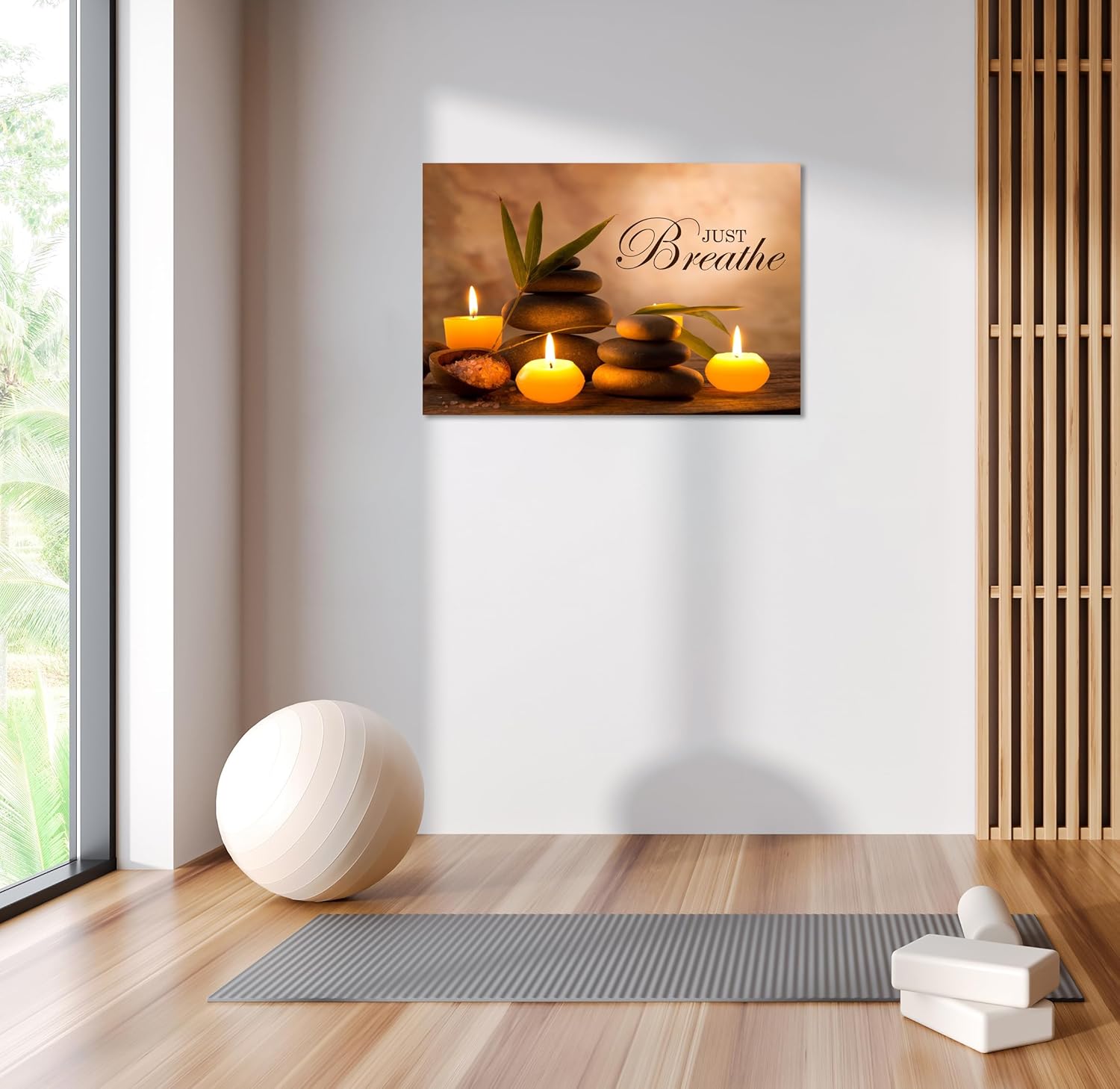 YIOZHAOFH Zen Wall Decor Just Breathe Motivational Bathroom Wall Art Yoga Room Poster for Women Spa Picture Painting Spiritual Artwork Framed for Living Room Ready to Hang (12L x 16W) - Image 8
