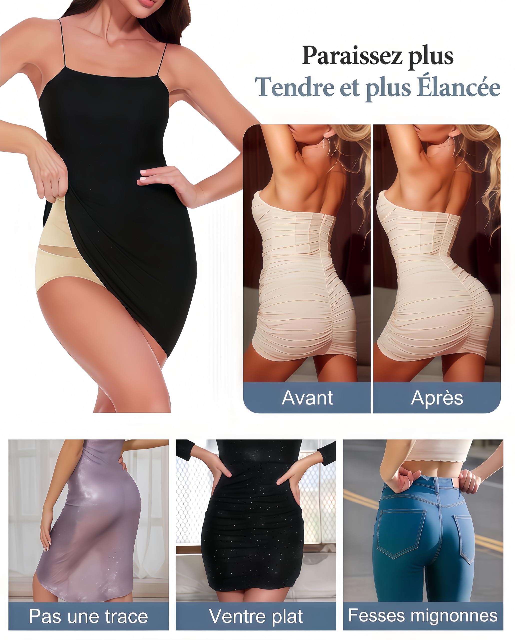 MEIION Coin féminin Gaine Ventre Plat,Culotte Gainante Taille Haute Minceur