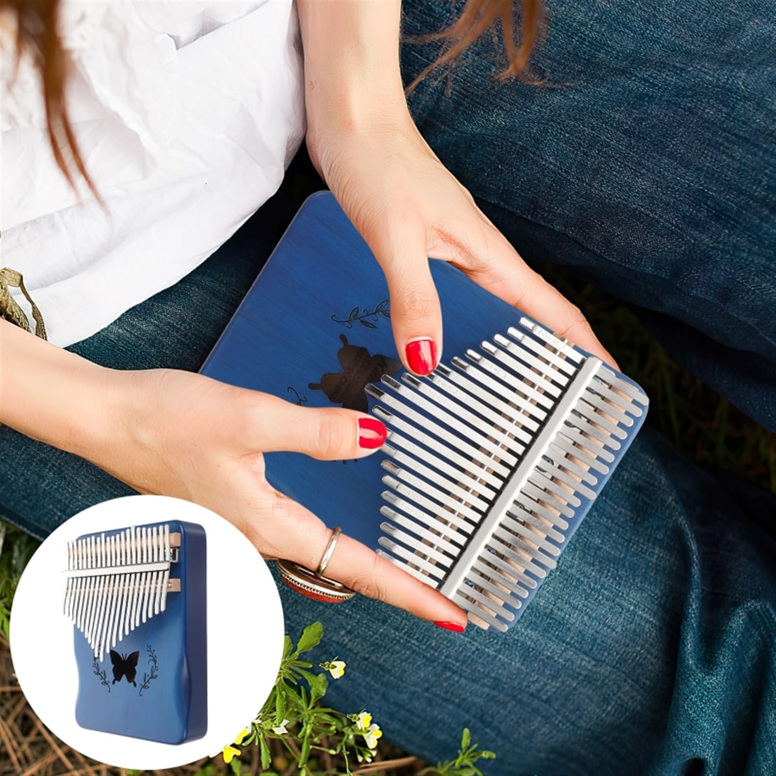 Pianino Kciukowe Kalimba Przenośny Kalimba 21-tonowy Fortepian Kciukowy Piękny Drewniany Instrument Muzyczny Na Palce