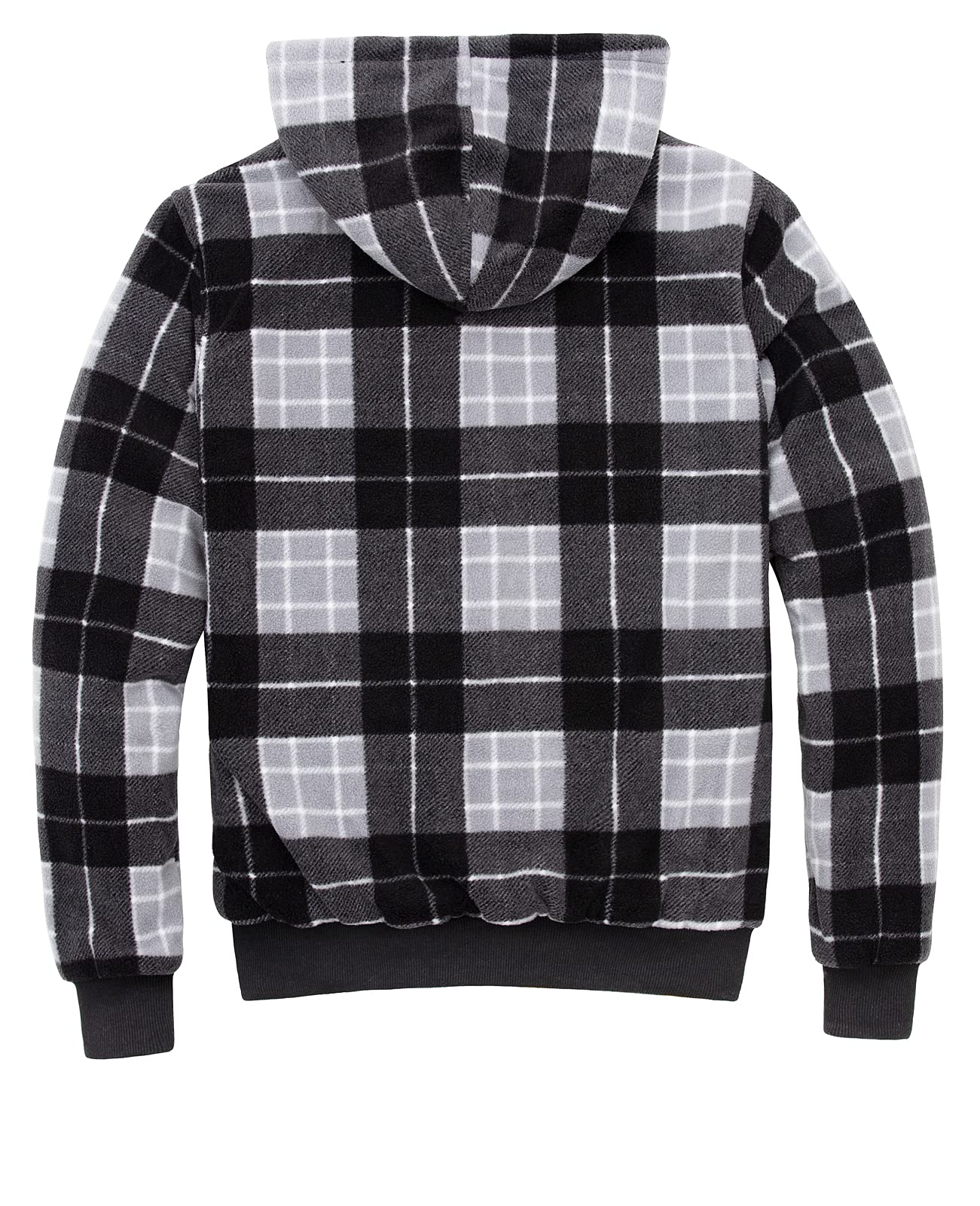 Męska bluza z kapturem z podszewką Sherpa z pełnym zamkiem błyskawicznym dla mężczyzn, bluza z kapturem kurtka (podszewka Sherpa), Czarny/Szary, XL