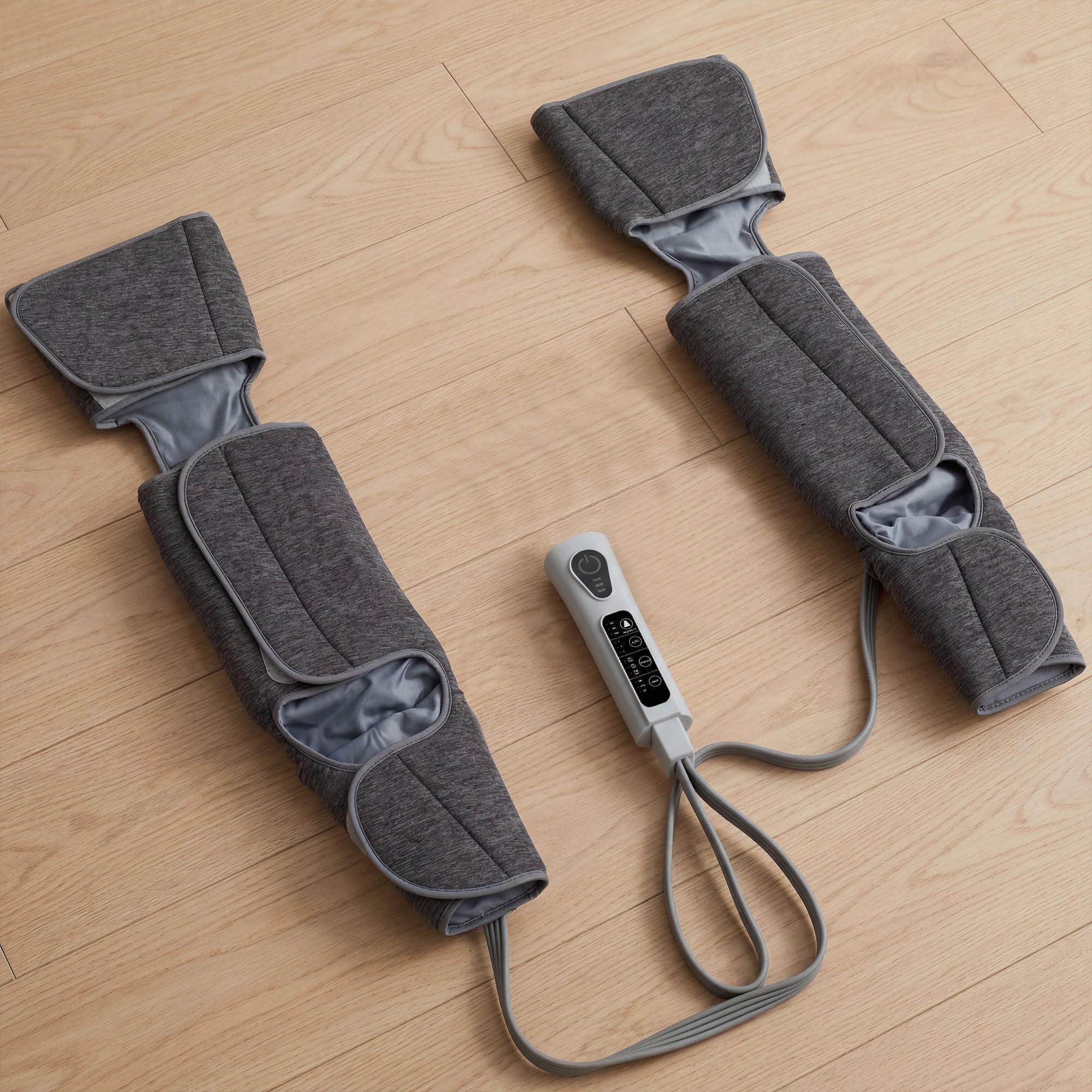 HOMCOM Masseur de jambes, masseur de compression pour les mollets, les genoux, les pieds avec chaleur, 3 modes automatiques, 3 intensités, soulage circulation/douleur, cadeau hommes/femmes