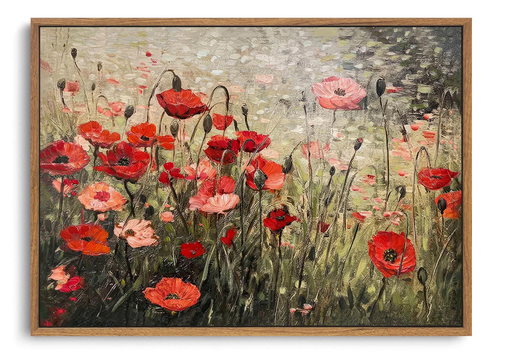 OIQArtOIQ Framed Canvas Wall Art,Vintage Decor,Landscape Nature Country Wildflower Paintings Farmhouse Pictures Modern Artwork Rustic Fall Flower Prints Cottagecore Office Living Room Bedroom Bathroom — view 57