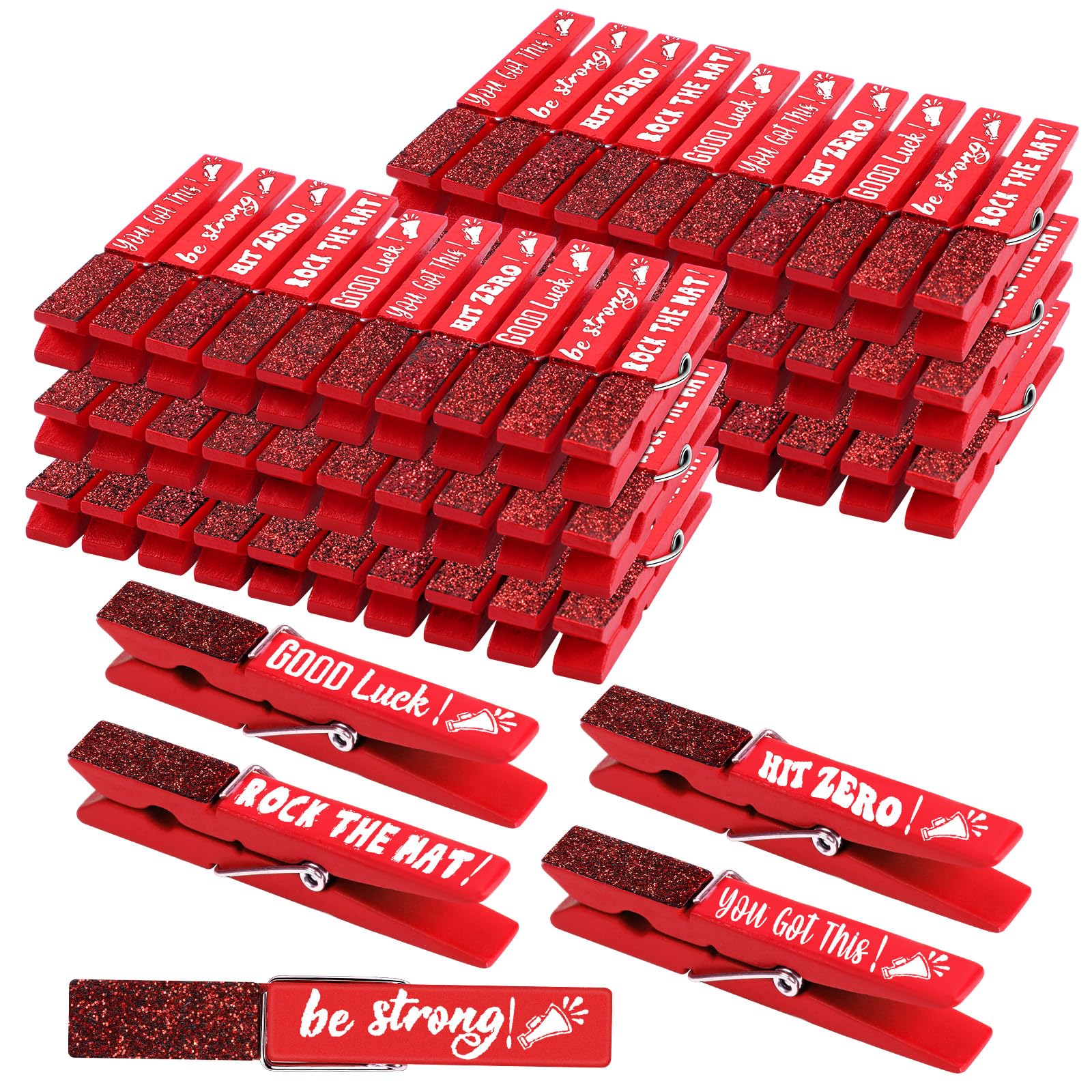 Kigeli 60 Pcs Spirit Clips Cheer Pins Cheerleader Gifts Clothes Pins For Backpacks Competition Glittered For Team Cheer Gifts Stuff Supplies Party