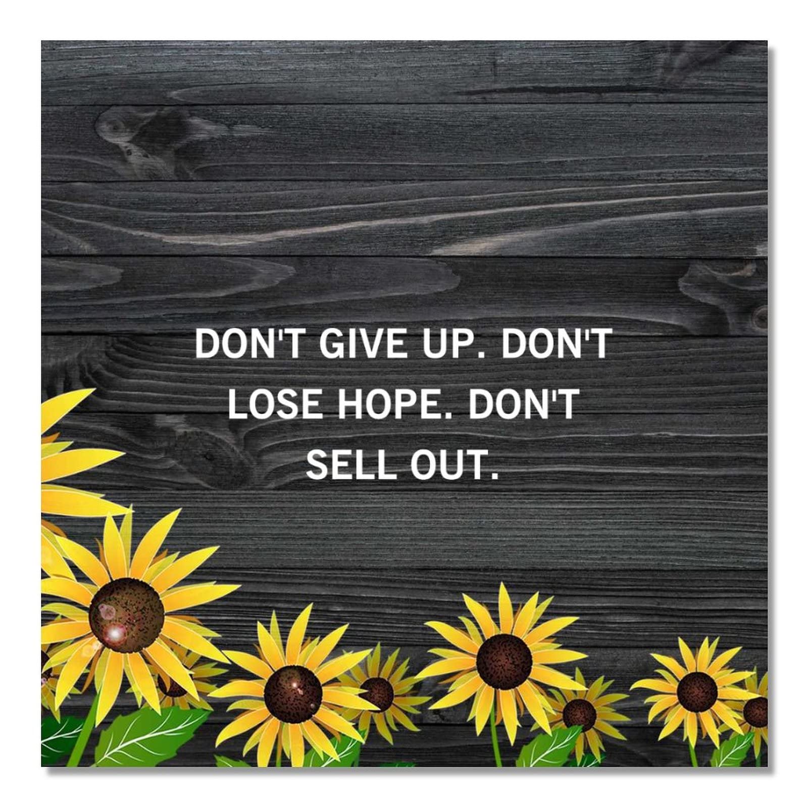 Art mural inspirant en bois avec tournesol rétro optimiste