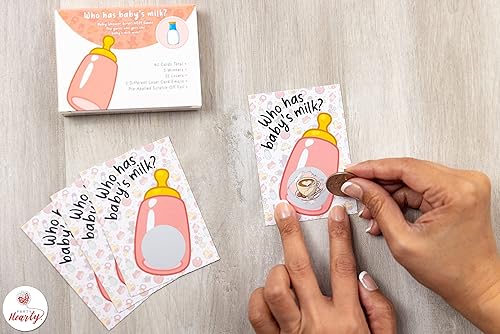 Miniatura 5 de Party Hearty Juegos de baby shower para niña, 40 boletos de lotería con emojis para rascar, ideas de juegos para bebés, juego para raspar, rosa