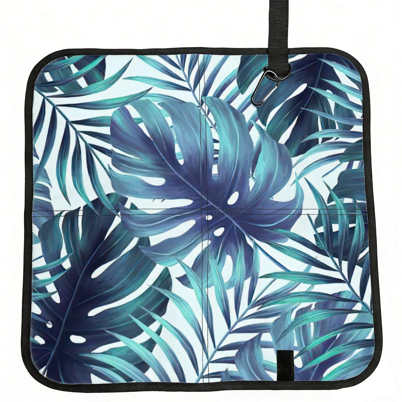 bghdfa Tropical Palm Leaves Print Outdoor Sitting Mat Waterproof Oxford Cloth Seat Cushion Folding Foam Camping Seat For Picnic