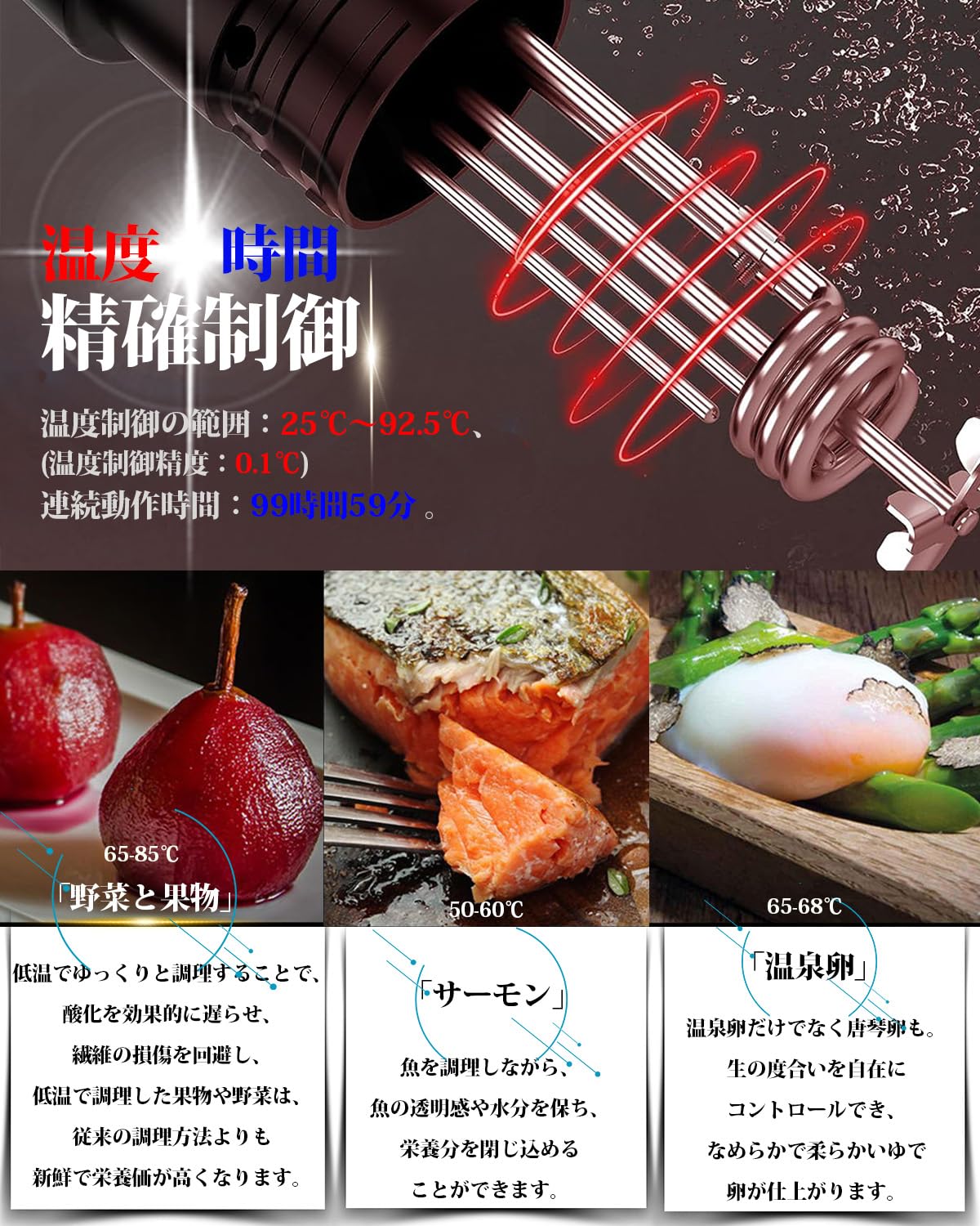 Amazon.co.jp: Beemyi 低温調理器 24時間 予約機能付き Sous vide