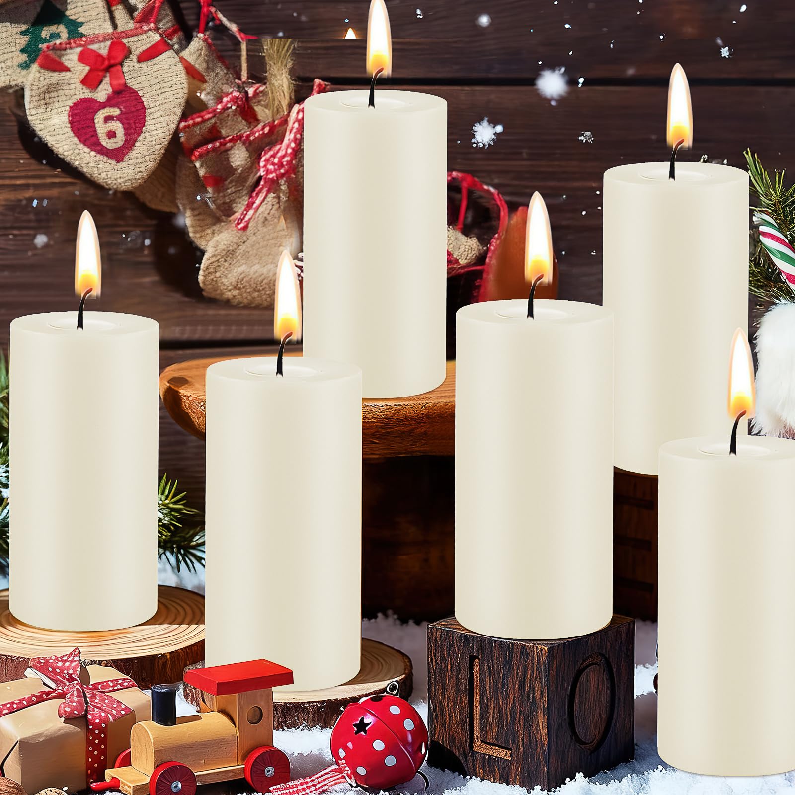 Candele di cera d'api naturali, 100% pura cera d'api – 258 ore di durata, inodore per casa, preghiera, candele biologiche senza fumo, 5 x 10 cm, 6 pezzi (avorio)