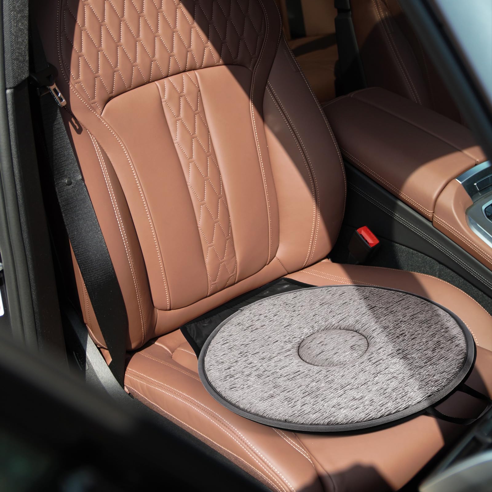 SHINEOFI Coussin de siège de voiture pivotant à 360 degrés portable ultra fin pour soulager le dos, adapté aux personnes âgées et aux espaces restreints