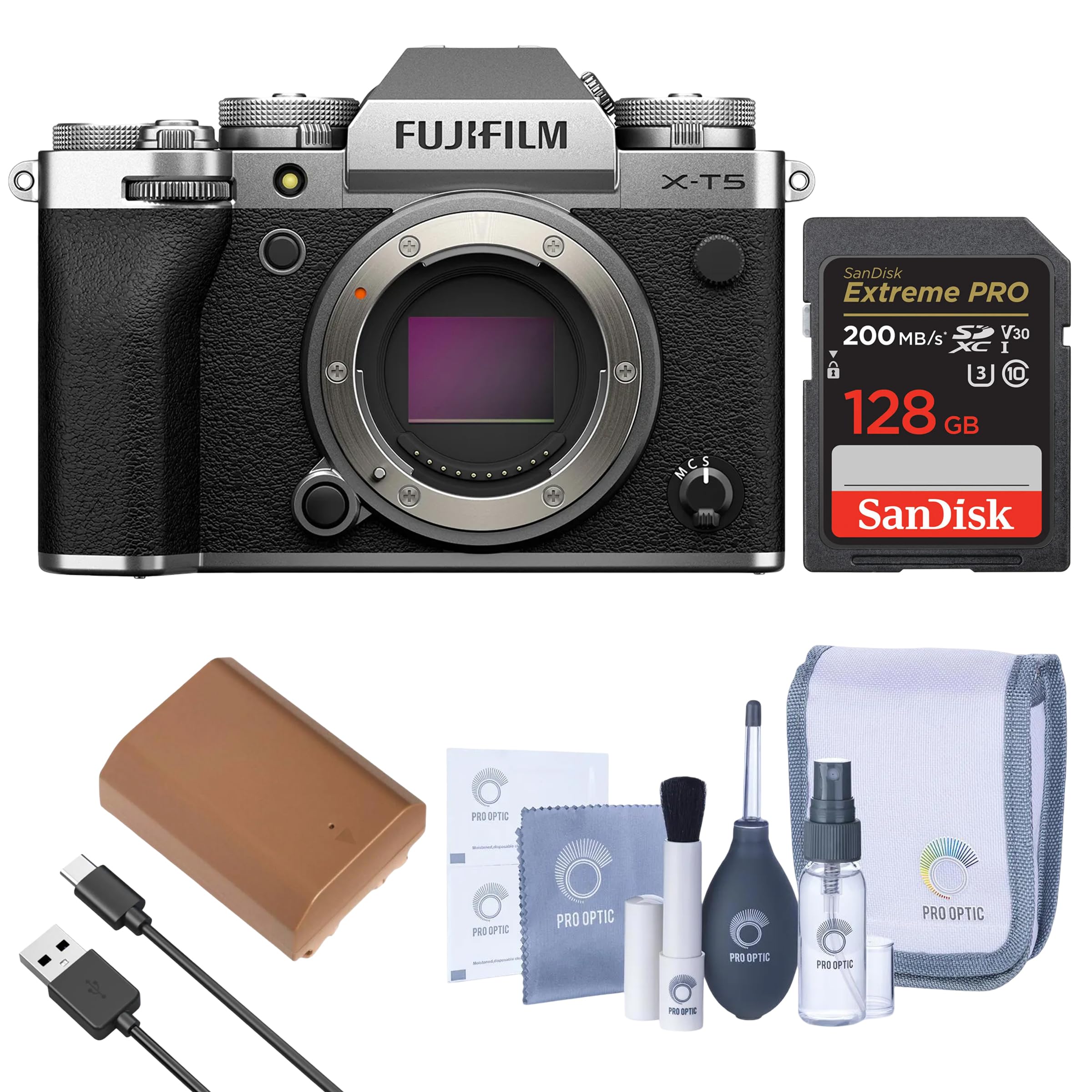 Amazon.com: X-T5 Mirrorless Camera, Silver Bundle with 128GB SD