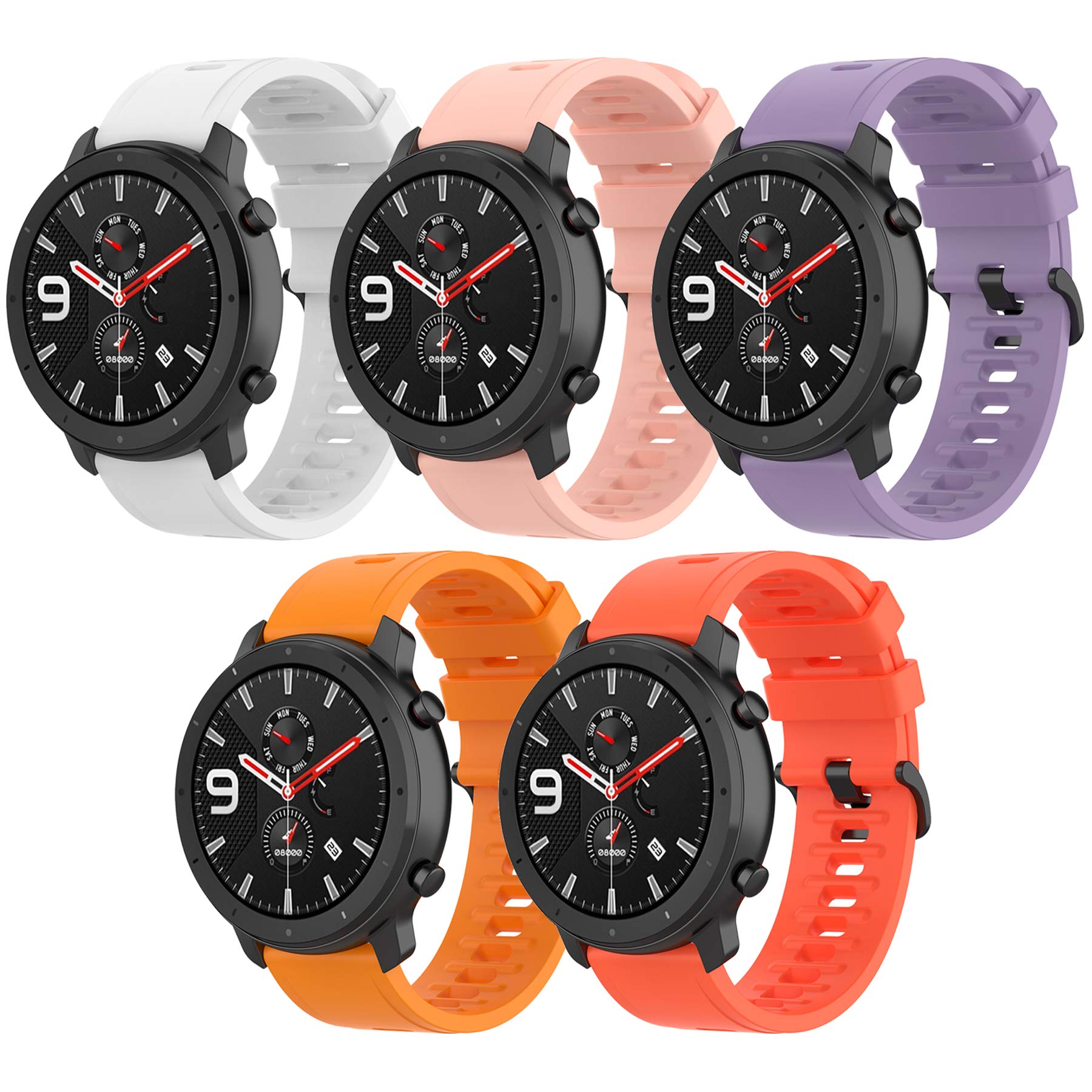 Pasek do Amazfit Bip 6/Bip 5, 22 mm silikonowy pasek zastępczy do smartwatcha Amazfit GTR 4/3/3 Pro/2/2e/GTR 47 mm (bez trackera)