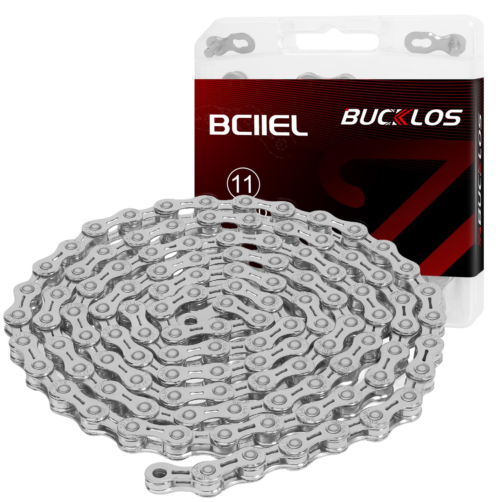 BUCKLOS 6/7/8/9/10/11/12 Speed Bike Chain,Bicycle Chain for Road Bike/E-Bike/Mountain Bike/MTB/Shimano SRAM,Half/Full Hollow Bike Chain Silver/Gold 1/