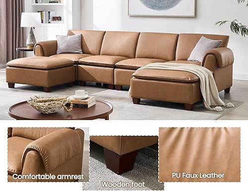 Miniatura 8 de VESCASA Moderno sofá biplaza con otomana, sofá modular de 56.5 pulgadas, 2 asientos en forma de L con reposabrazos en cascada para sala de estar,