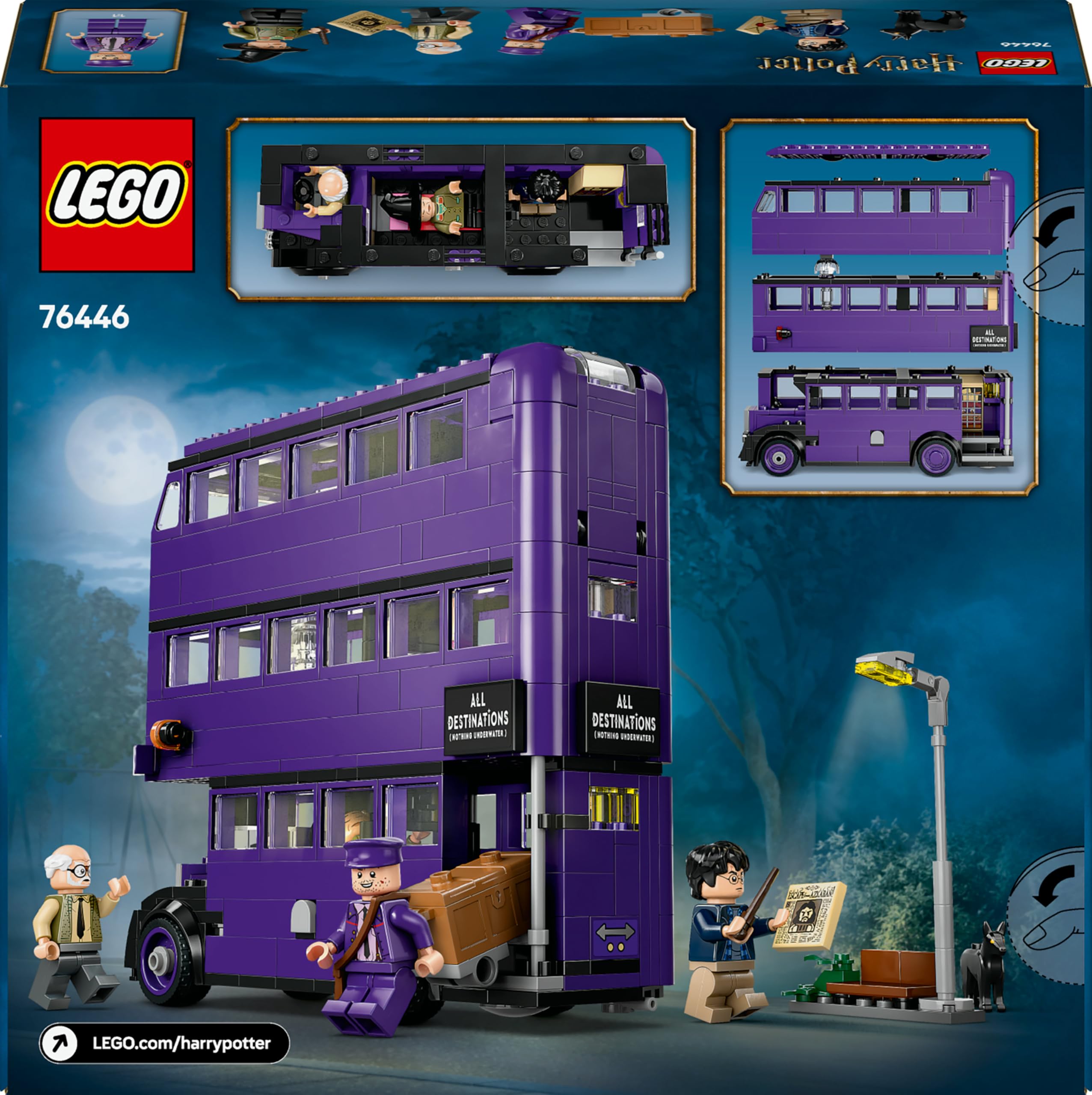 LEGO Harry Potter Aventura en el Autobús Noctámbulo de Juguete con 5 Minifiguras Coleccionables y Accesorios Inc. Varitas -Regalo de El Prisionero de Azkaban para Niñas y Niños de 8+ Años 76446