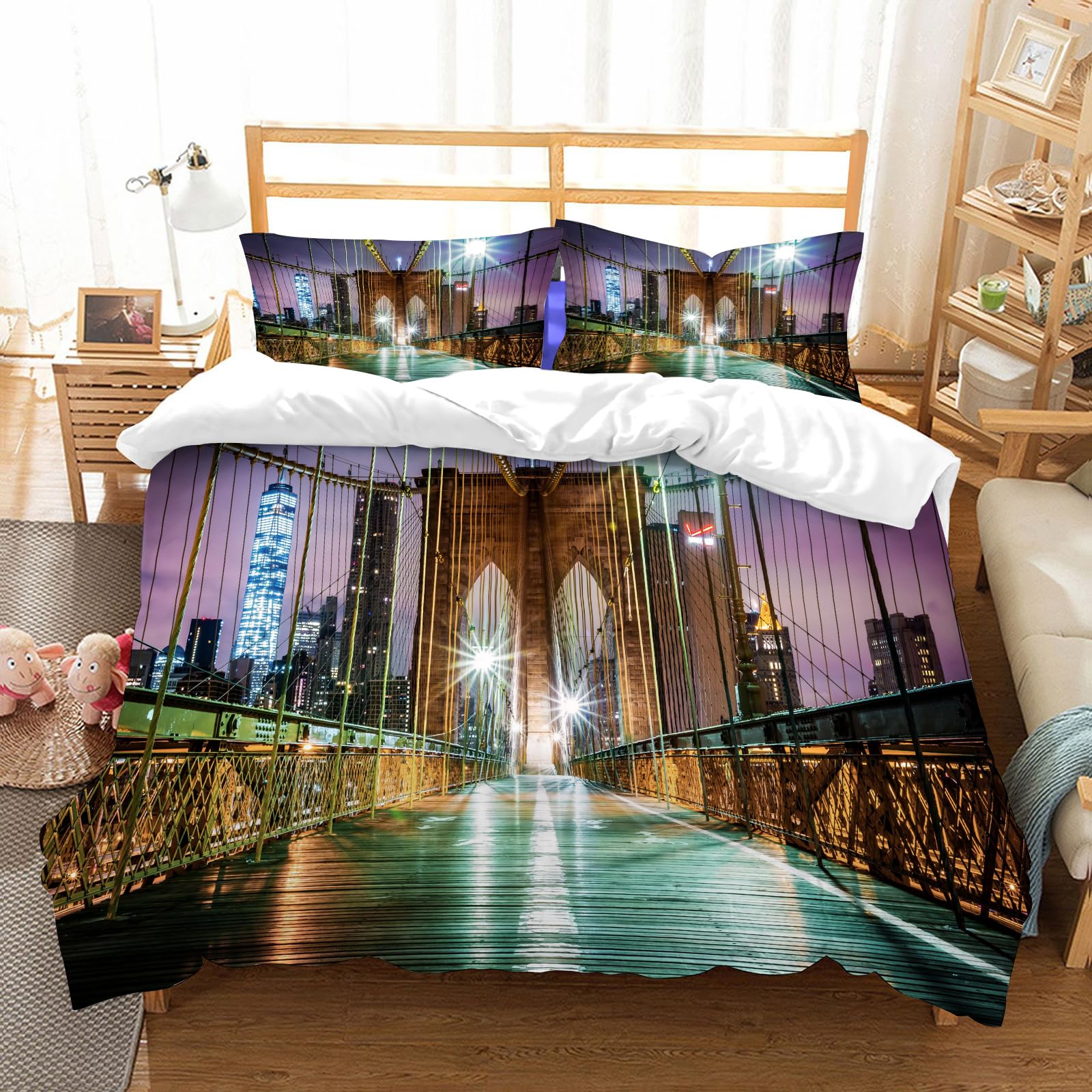 Parure de lit Brooklyn au lever du soleil en microfibre pour une chambre d'amis moderne