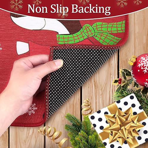 Miniatura 71 de CAROMIO Tapete decorativo de Navidad para puerta delantera, tapete de bienvenida lavable, para interiores y exteriores, antideslizante, tapete